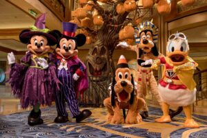 Disney Cruise Line treats guests sailing in the fall to a wickedly good time as the Disney ships transform into a ghoulish wonderland during Halloween on the High Seas cruises. For this extra-spooky celebration, each ship boasts its own signature Pumpkin Tree.